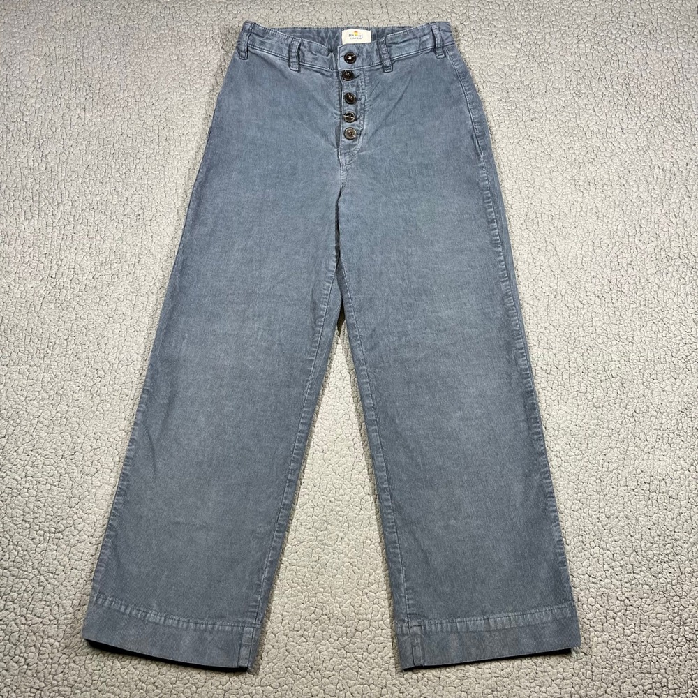 Marine Layer Bridget Pants Women Button Fly Wide Leg Corduroy Blue Boho Coastal